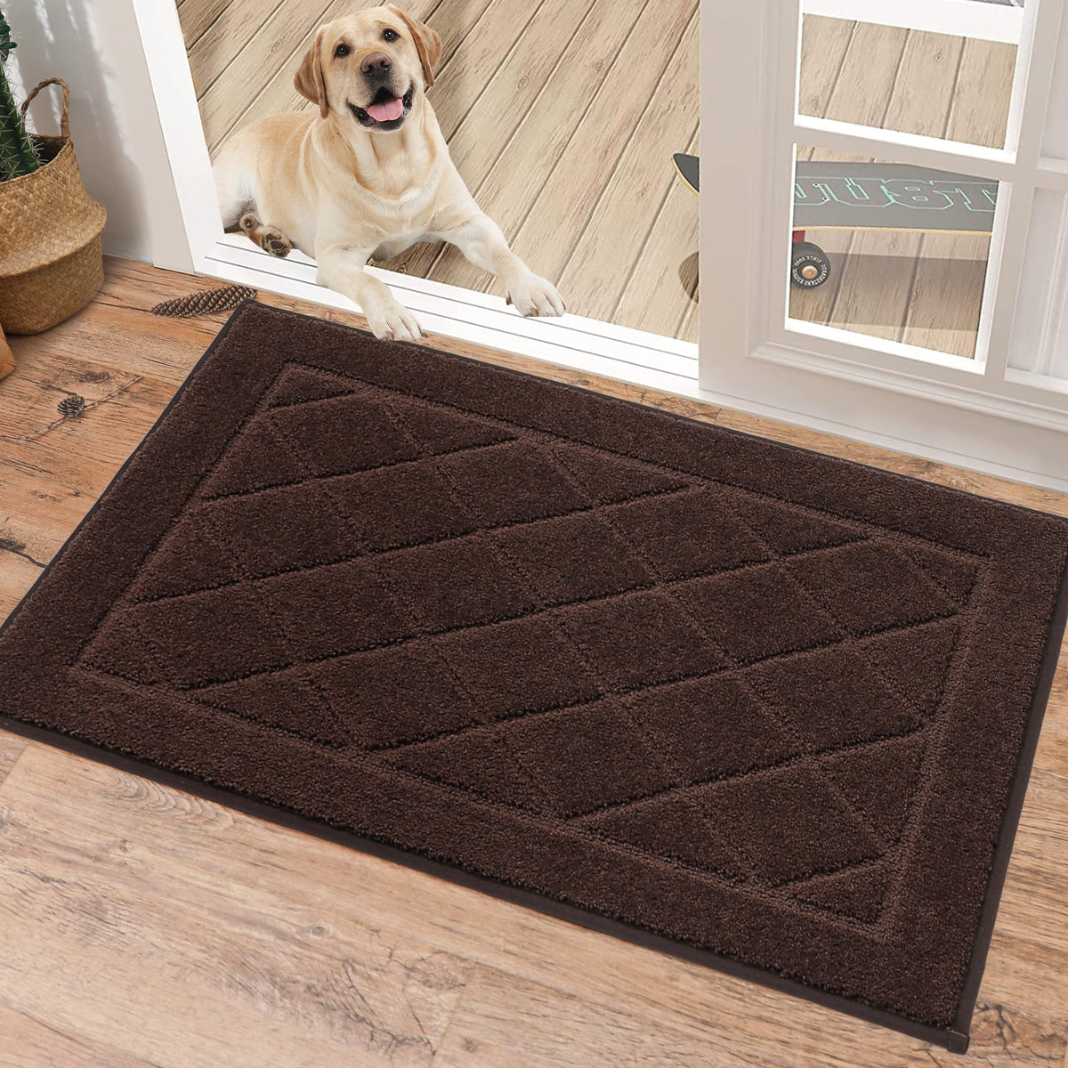 BEQHAUSE Dirt Trapper Door Mat 20" x 32", Doormat Non-Slip, Navy Blue
