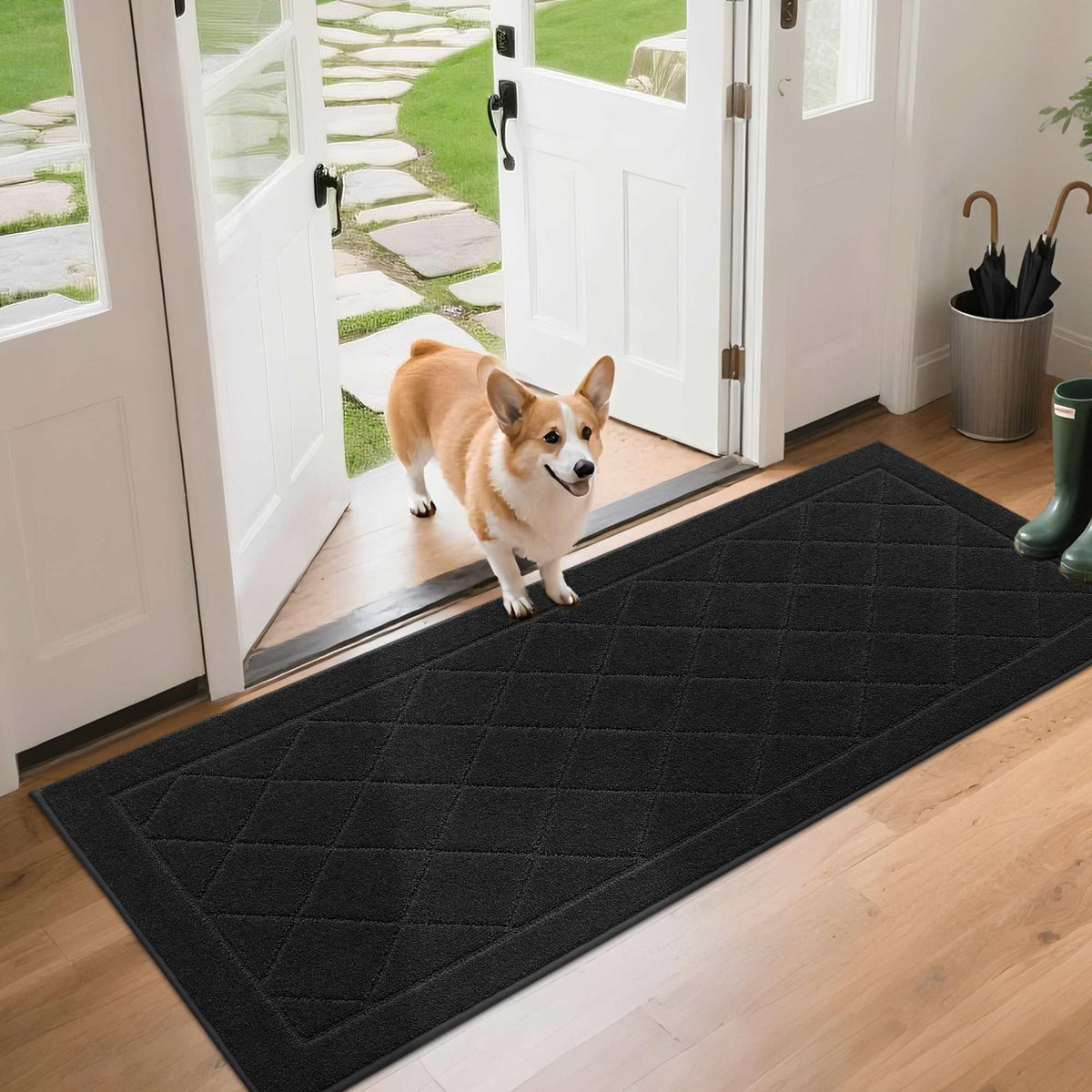 BEQHAUSE Dirt Trapper Door Mat 24" x 36", Doormat Non-Slip, Dark Grey