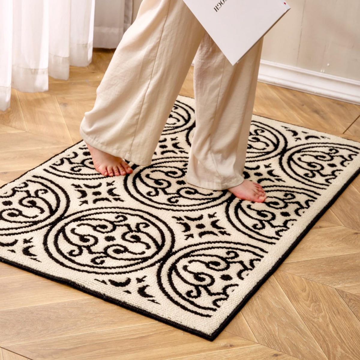 24"x36" Indoor Mats for Entryway, Black White