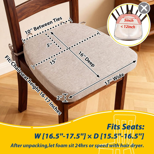 AAAAAcessories Chair Cushions for Dining Chairs, 17 x 16 x 2 in, Set of 6