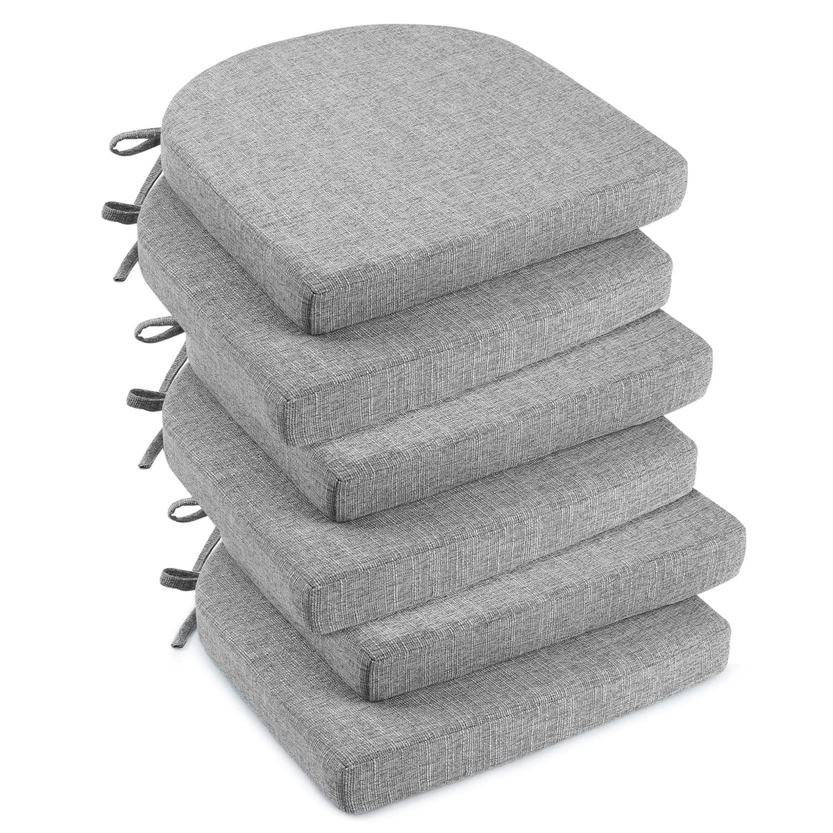downluxe Indoor Chair Cushions for Dining Chairs, Soft and Comfortable Textured Foam Kitchen Chair Pads with Ties and Non-Slip Backing, 16" x 16" x 2", Red, 4 Pack