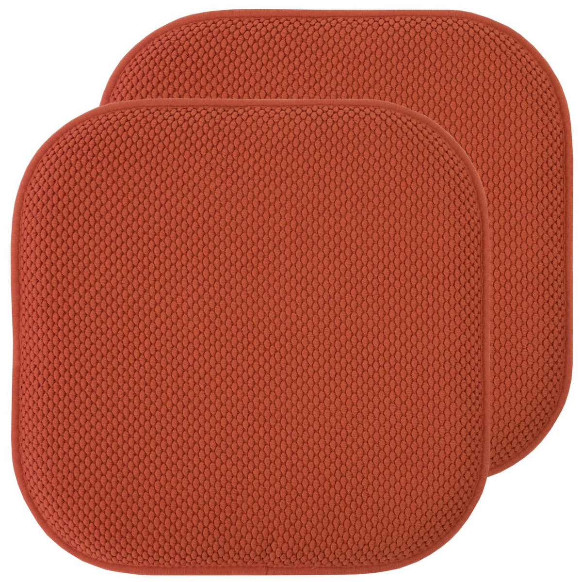 Sweet Home Collection Chair Cushion Memory Foam Pads Honeycomb Pattern Slip Non Skid Rubber Back Rounded Square 16" x 16" Seat Cover, 4 Pack, Alexis Chocolate