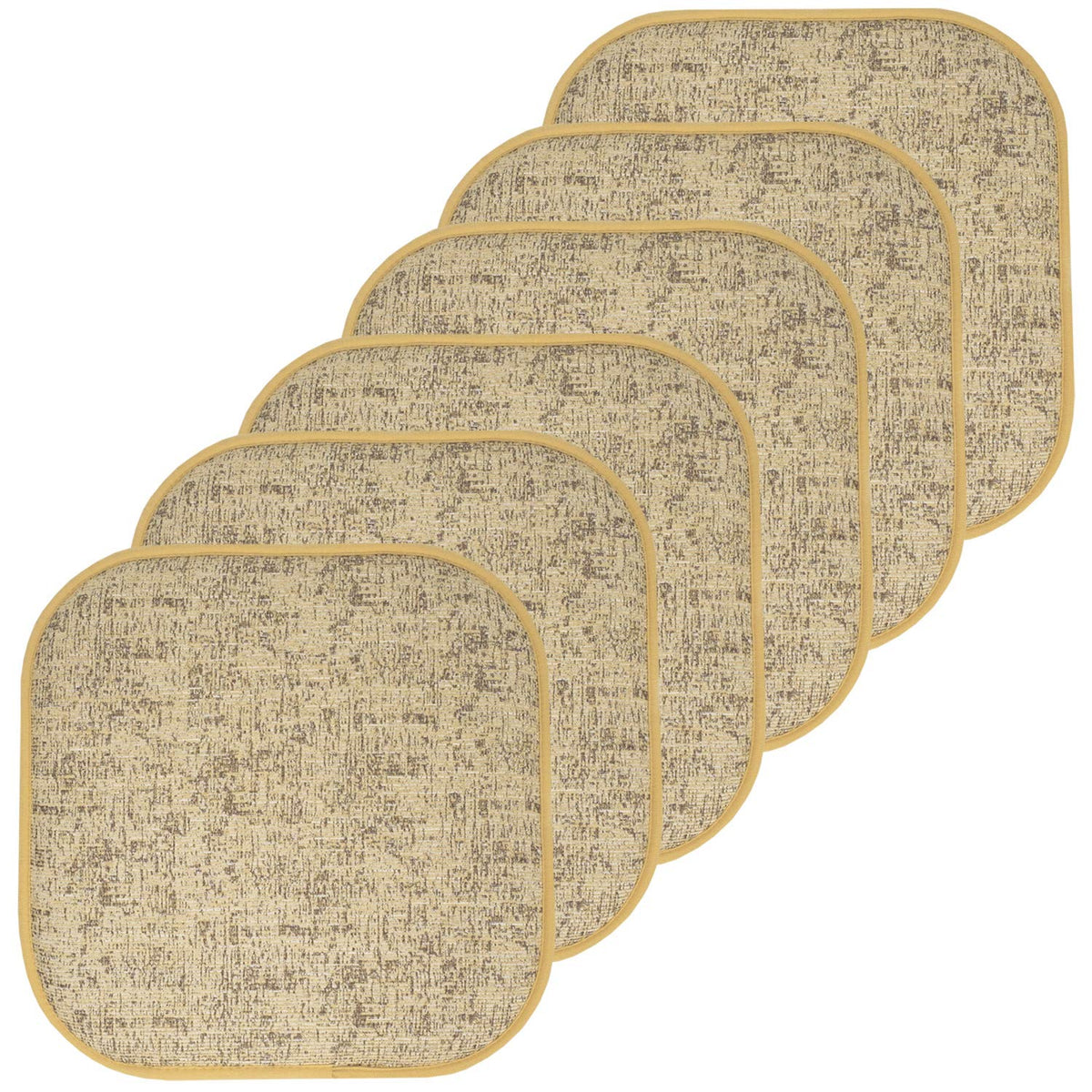 Sweet Home Collection Chair Cushion Memory Foam Pads Honeycomb Pattern Slip Non Skid Rubber Back Rounded Square 16" x 16" Seat Cover, 4 Pack, Alexis Chocolate