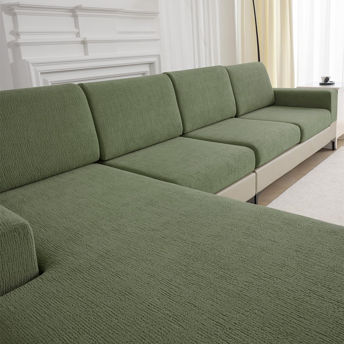 Couch Cushion Covers Sectional Couch Covers Stretch Washable Soft Seat Cushion Covers Furniture Protector Sofa Slipcovers for Pets(Light Grey,3 Pieces Seat Covers or Back Covers)