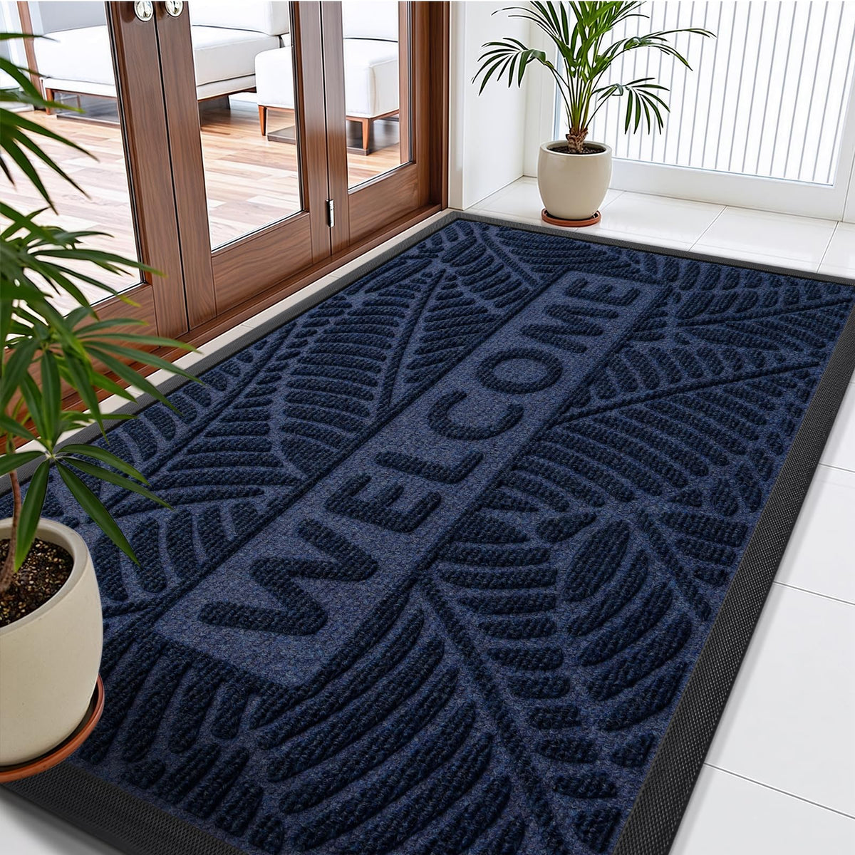 Smiry Welcome Front Door Mat for Outdoor Indoor 29.5x17, All-Season Doormat