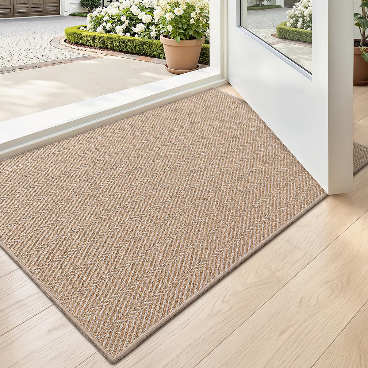 LUMI Ultra Thin Indoor Door Mat 24"x36", Entrance Doormat, Beige
