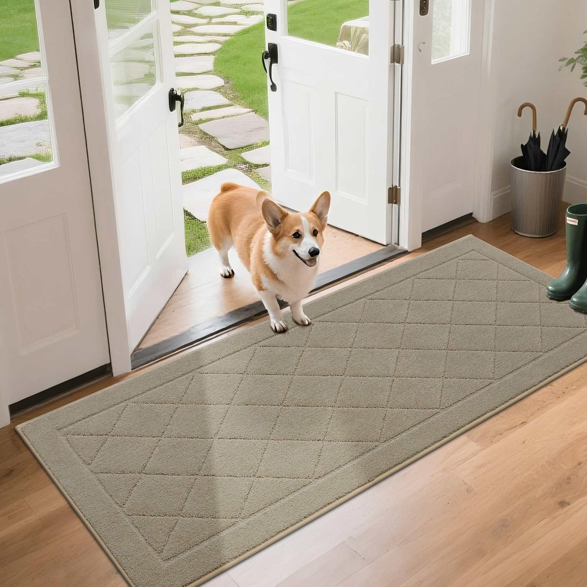 BEQHAUSE Dirt Trapper Door Mat 24" x 36", Doormat Non-Slip, Dark Grey