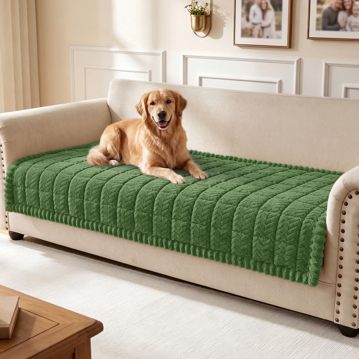 Smiry Couch Cover for Dogs, Non Slip Fuzzy Pet Sofa Covers Washable