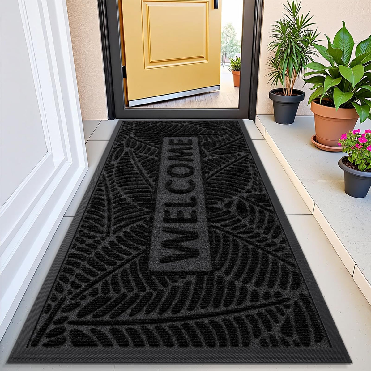 Smiry Welcome Front Door Mat for Outdoor Indoor 29.5x17, All-Season Doormat