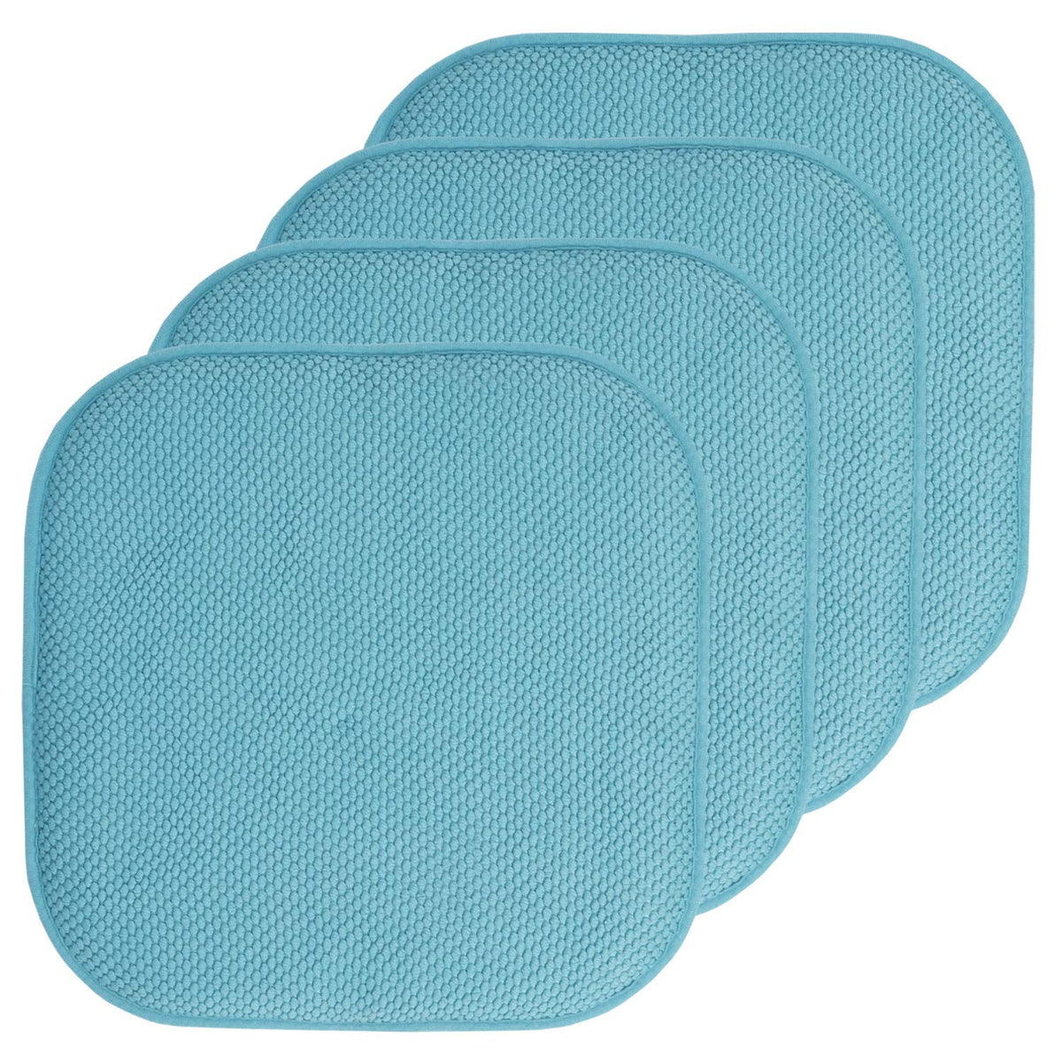 Sweet Home Collection Chair Cushion Memory Foam Pads Honeycomb Pattern Slip Non Skid Rubber Back Rounded Square 16" x 16" Seat Cover, 4 Pack, Alexis Chocolate