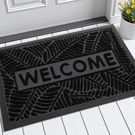Smiry Welcome Front Door Mat for Outdoor Indoor 29.5x17, All-Season Doormat