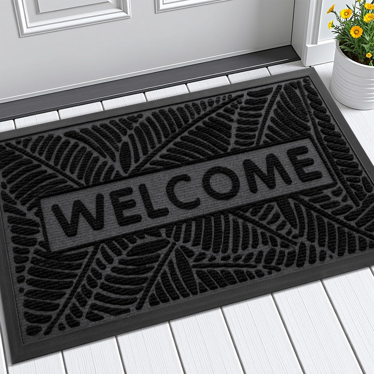 Smiry Welcome Front Door Mat for Outdoor Indoor 29.5x17, All-Season Doormat