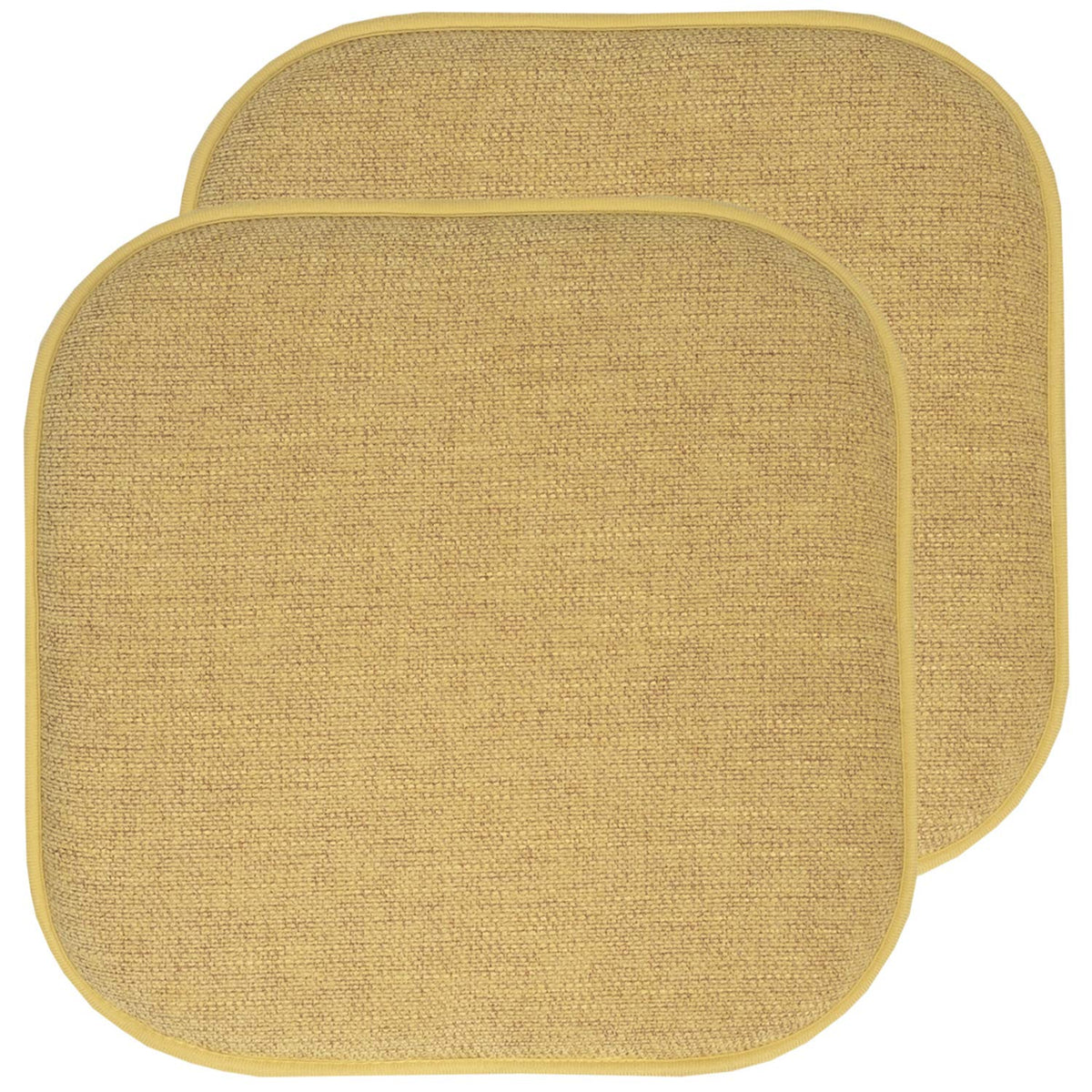 Sweet Home Collection Chair Cushion Memory Foam Pads Honeycomb Pattern Slip Non Skid Rubber Back Rounded Square 16" x 16" Seat Cover, 4 Pack, Alexis Chocolate