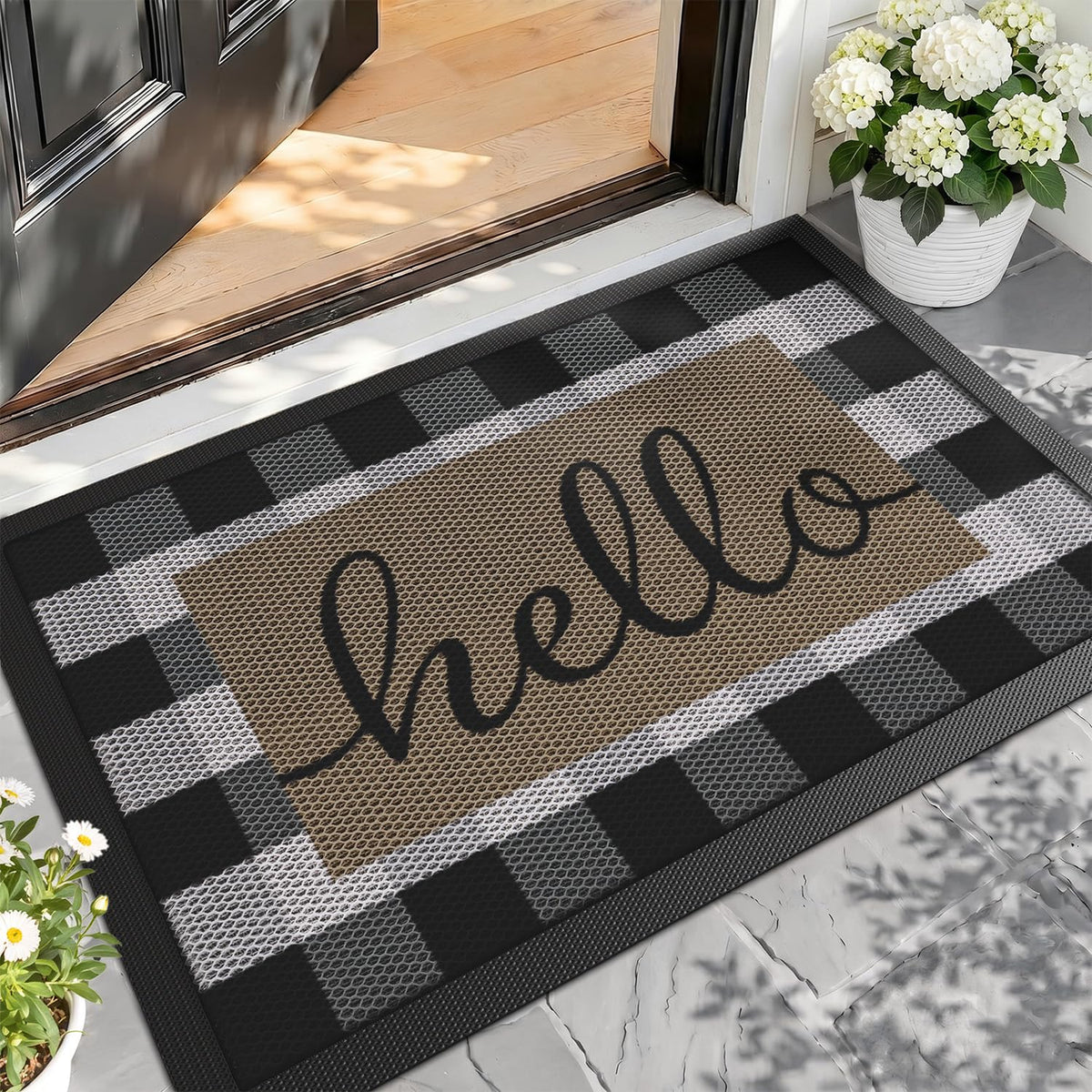 LUMI Outside Welcome Door Mat 24x36, Non-Slip Durable Rubber Easy Clean