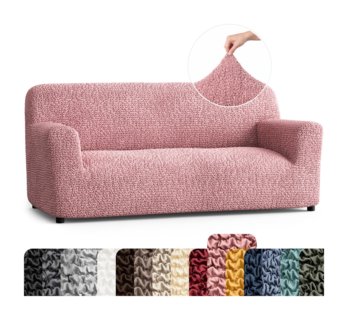 Premium Stretch Couch Covers for Sofa - Sofa Chair Cover Washable, Dogs & Pets Friendly - Elastic Polyester Loveseat Slipcovers - Non-Slip Love Seat Couch Covers - Soft Taupe (86"-120" Wide)