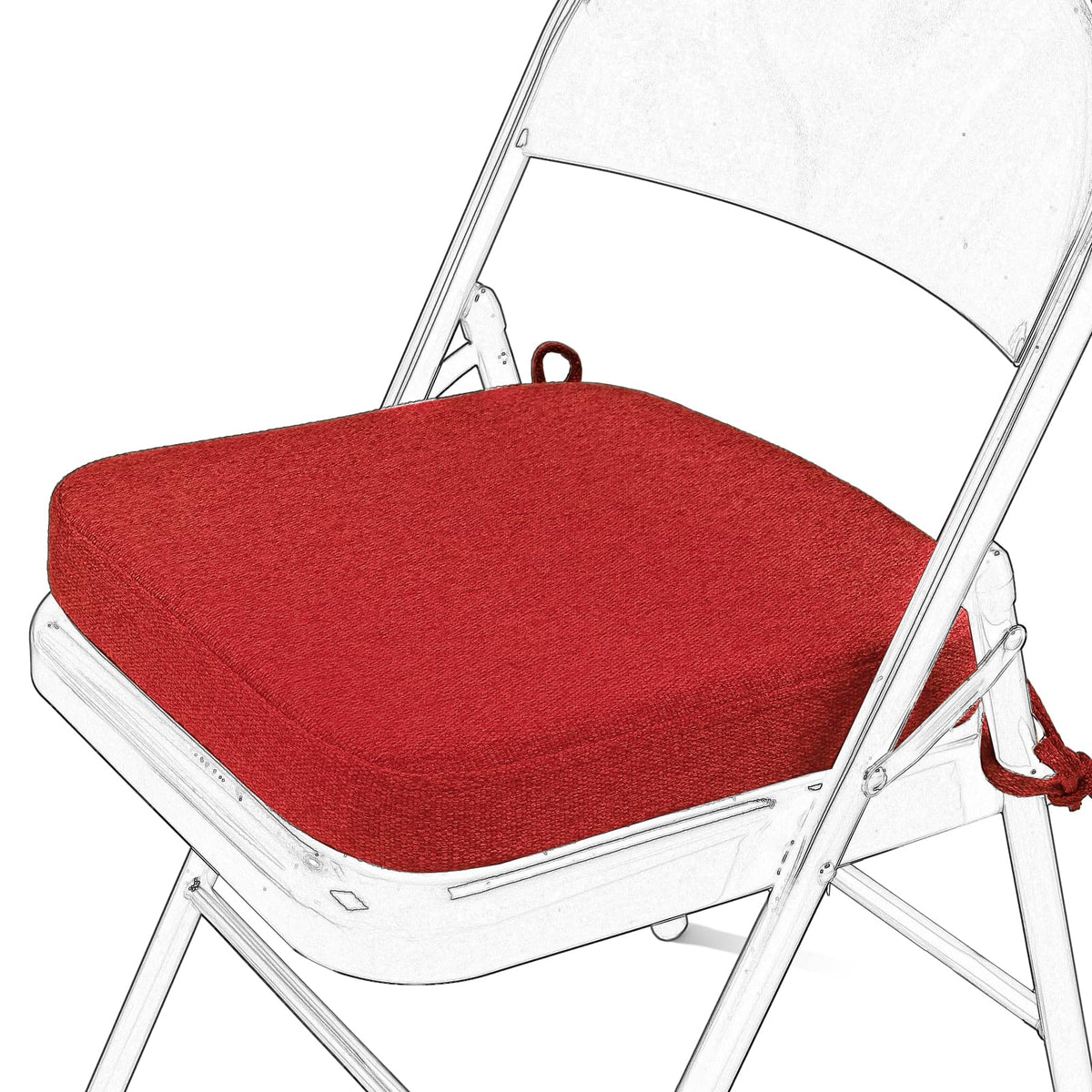 SINOSSO Memory Foam Chair Cushion for Folding Chair 1 Pcs, Thickened 2" Square Kitchen Chair Pad with Ties, Indoor Non-Slip Dining Chair Seat Cushion (1 Piece, Dark Brown)