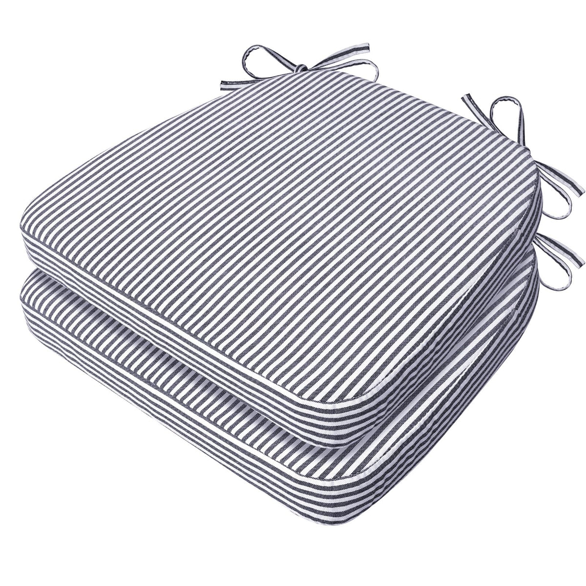 AAAAAcessories D-Shaped Chair Cushions, 2" Thick Dining Chair Pads with Ties and Removable, Machine-Washable Cover, 17" x 16", Set of 4, Oatmeal Beige