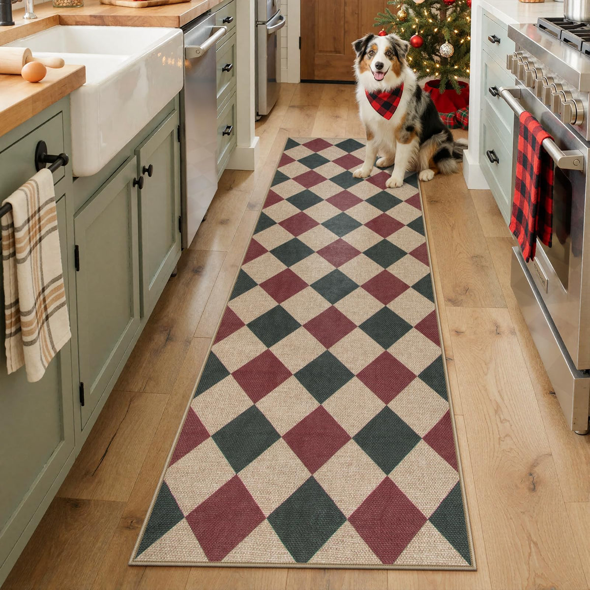 Lahome Checkered Easy Jute 3x5 Entryway Front Porch Rug, Black Diamond Indoor Outdoor Patio Layering Rug, Washable Farmhouse Neutral Non Slip Non Shedding Door Carpet for Backyard Blacony