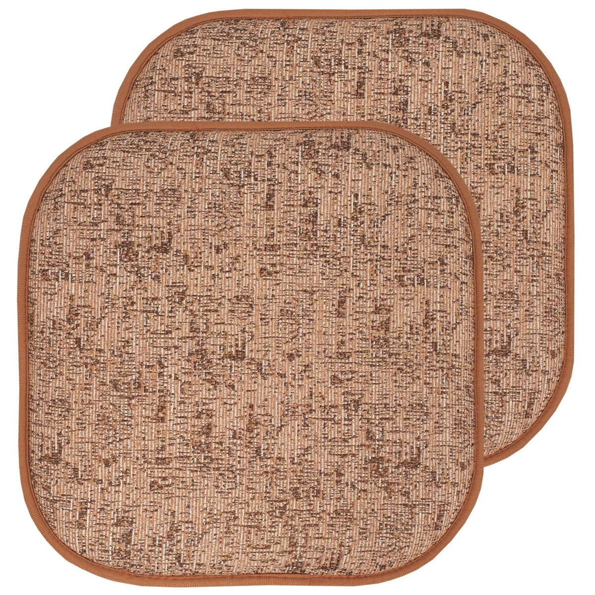 Sweet Home Collection Chair Cushion Memory Foam Pads Honeycomb Pattern Slip Non Skid Rubber Back Rounded Square 16" x 16" Seat Cover, 4 Pack, Alexis Chocolate