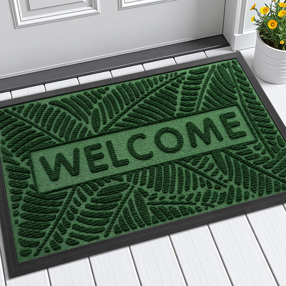 Smiry Welcome Front Door Mat for Outdoor Indoor 29.5x17, All-Season Doormat