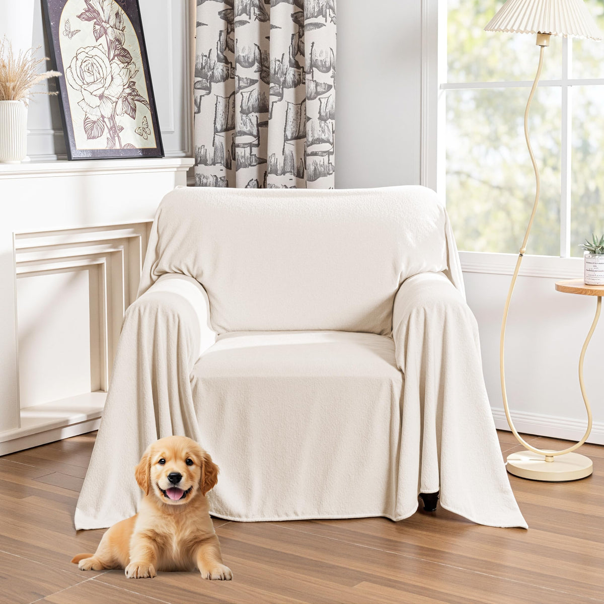 MYSKY HOME Couch Covers for Dogs, Non-Slip Sofa Slipcover, 91"x134", Grey