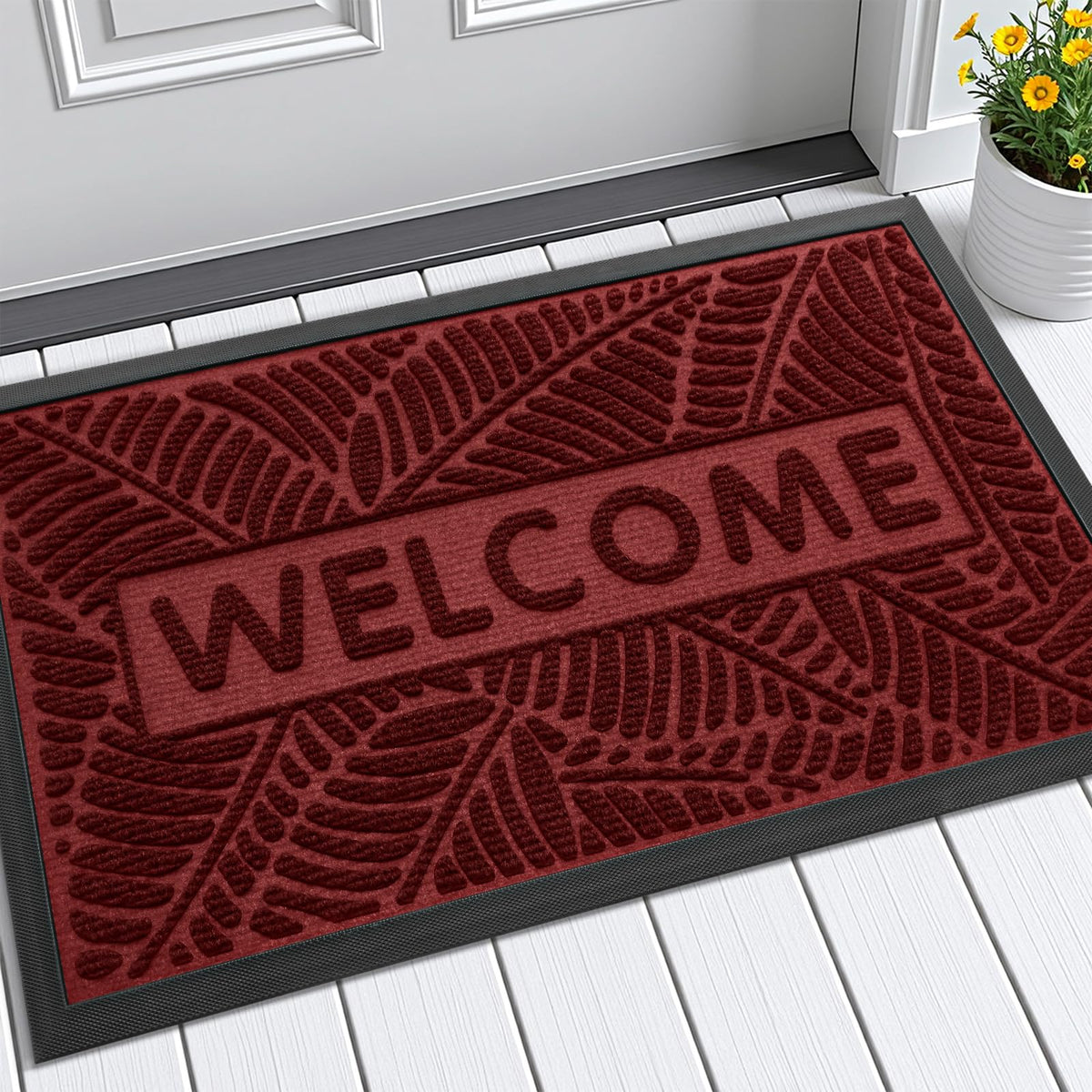Smiry Welcome Front Door Mat for Outdoor Indoor 29.5x17, All-Season Doormat