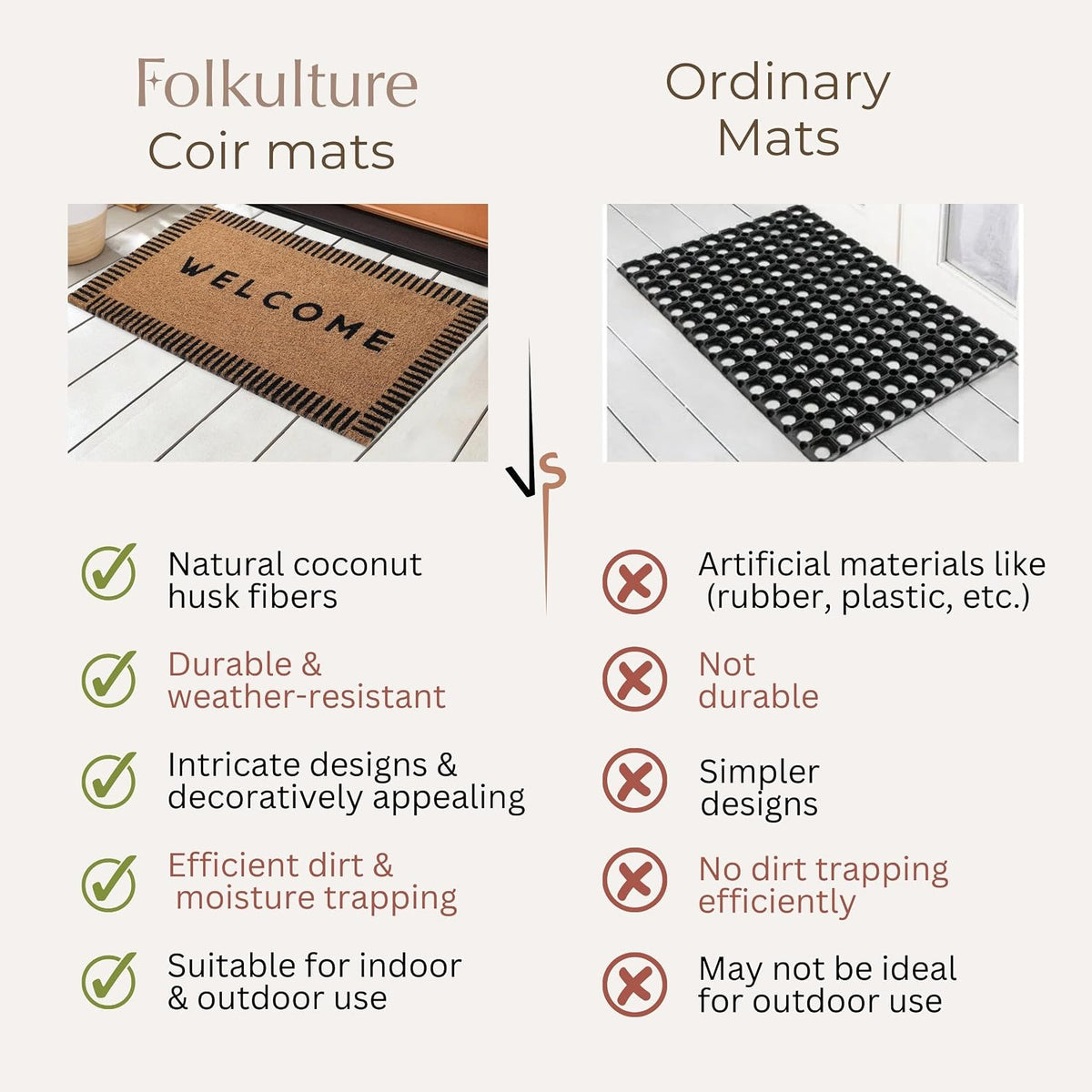 Folkulture Door Mat, Welcome Mat, Welcome Matt Outdoor Doormats - 16" x 28"