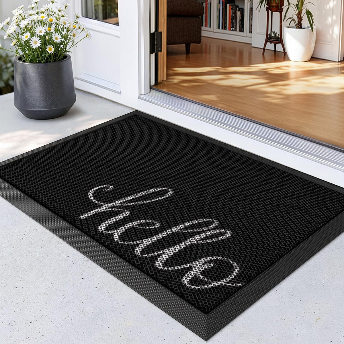 LUMI Outside Welcome Door Mat 24x36, Non-Slip Durable Rubber Easy Clean