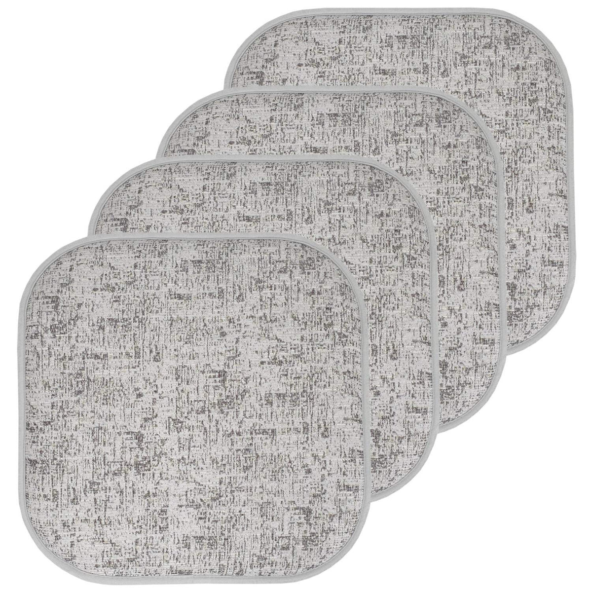 Sweet Home Collection Chair Cushion Memory Foam Pads Honeycomb Pattern Slip Non Skid Rubber Back Rounded Square 16" x 16" Seat Cover, 4 Pack, Alexis Chocolate