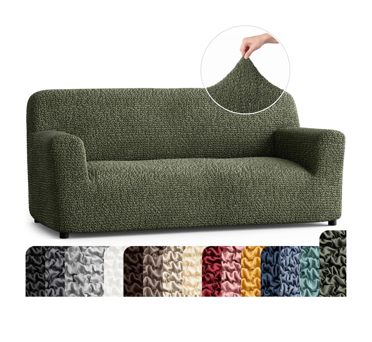 Premium Stretch Couch Covers for Sofa - Sofa Chair Cover Washable, Dogs & Pets Friendly - Elastic Polyester Loveseat Slipcovers - Non-Slip Love Seat Couch Covers - Soft Taupe (86"-120" Wide)