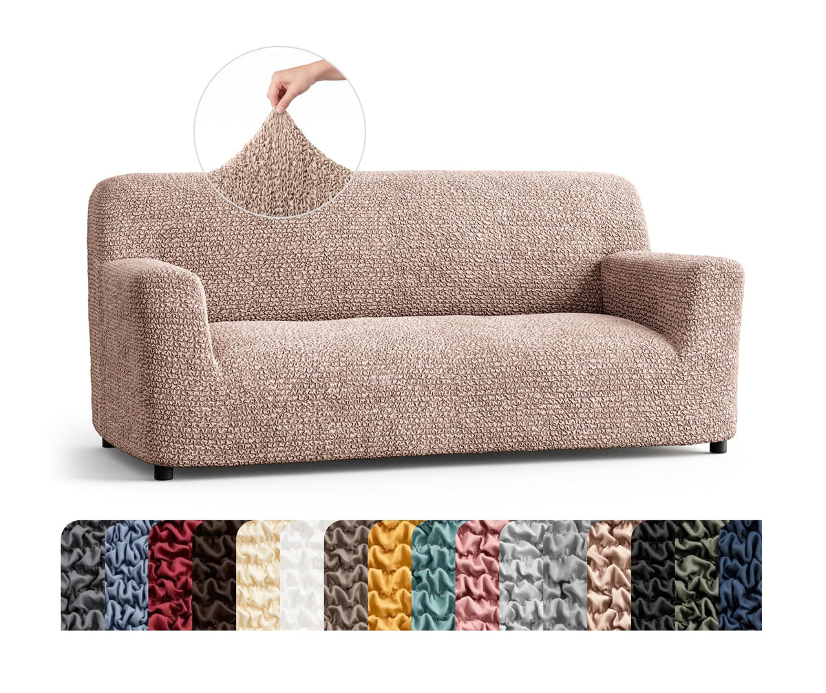 Premium Stretch Couch Covers for Sofa - Sofa Chair Cover Washable, Dogs & Pets Friendly - Elastic Polyester Loveseat Slipcovers - Non-Slip Love Seat Couch Covers - Soft Taupe (86"-120" Wide)