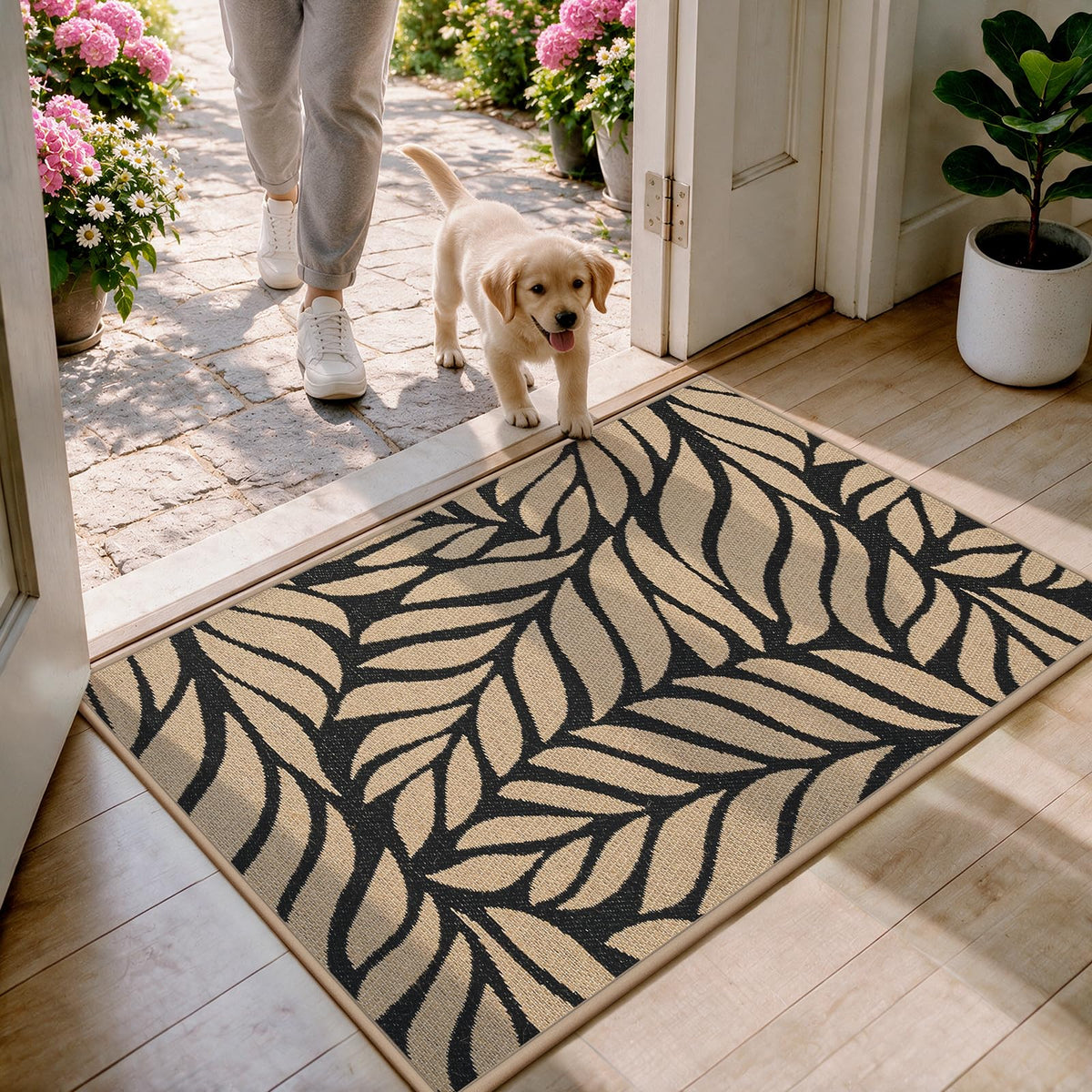 Front Door Mat Indoor Outside Entrance Non-Slip Mats Brown 17"x30"