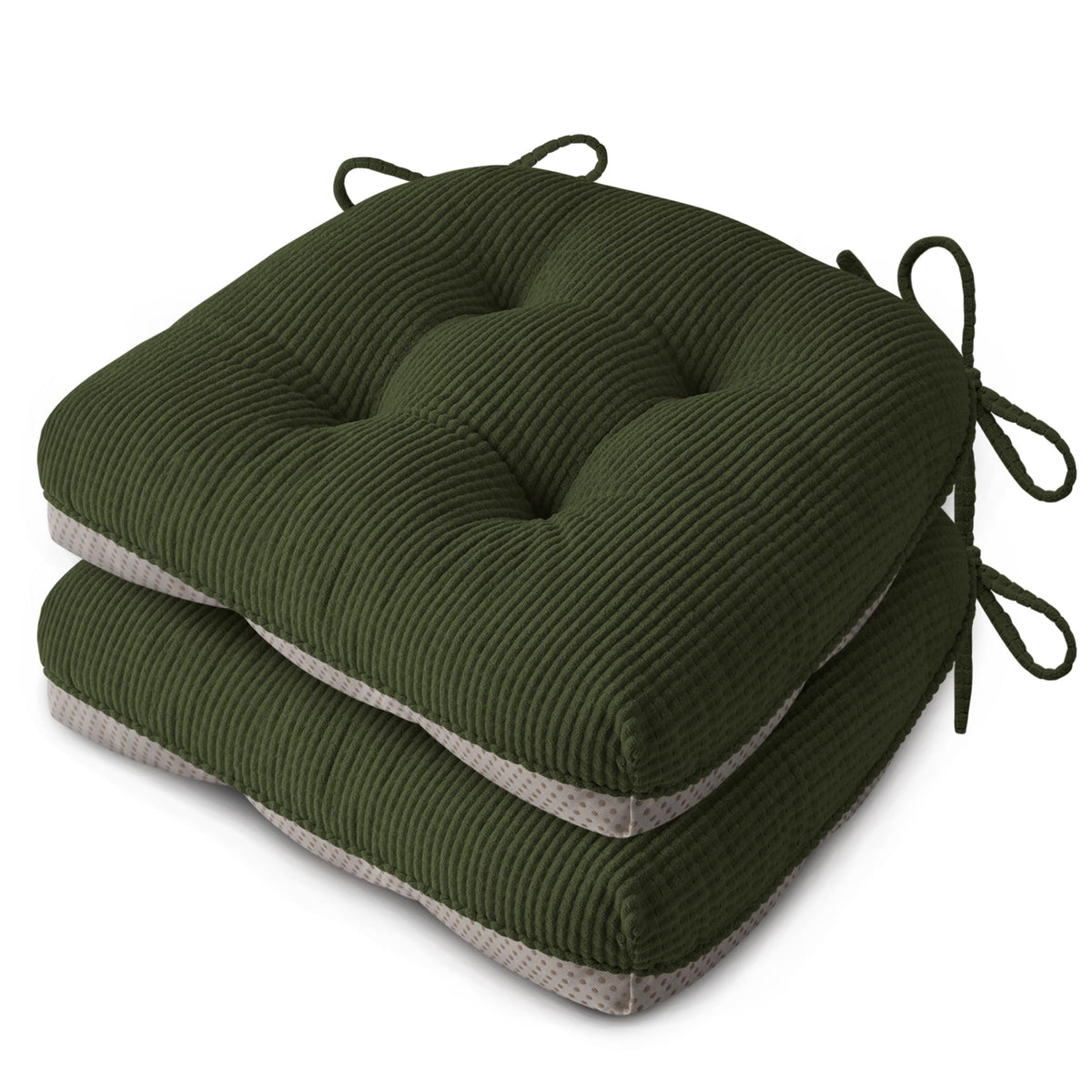 Anti Slip Kitchen Chair Cushions Set of 4 18"X16.5"X3" Beige
