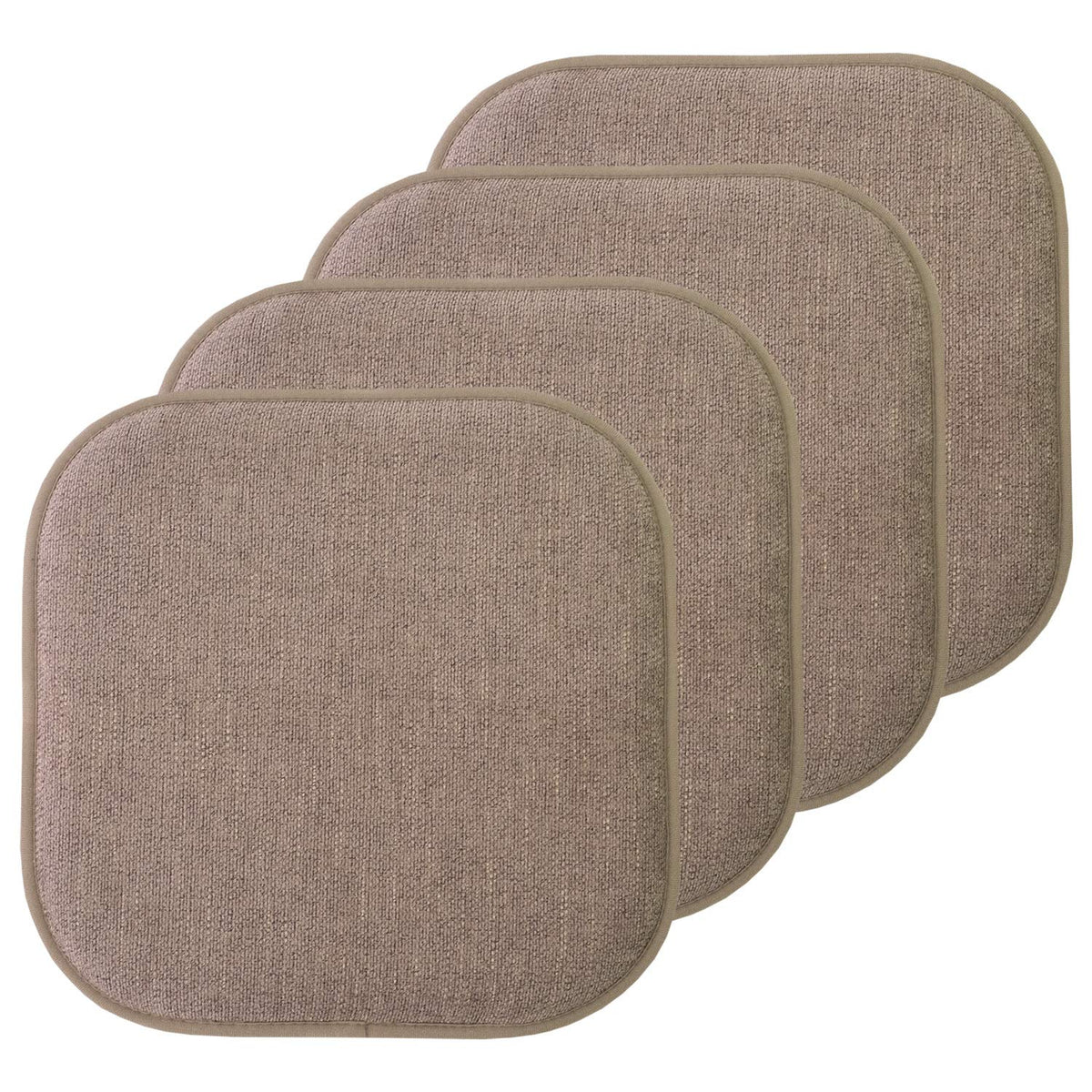 Sweet Home Collection Chair Cushion Memory Foam Pads Honeycomb Pattern Slip Non Skid Rubber Back Rounded Square 16" x 16" Seat Cover, 4 Pack, Alexis Chocolate
