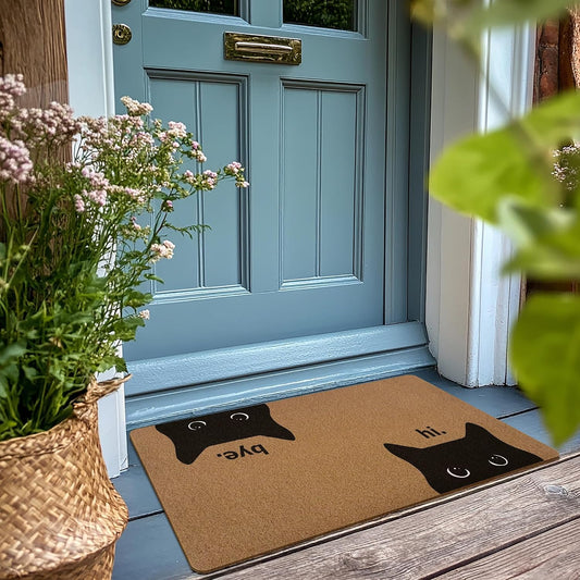 Black Cat Door Mat, Black Cat Gifts, Cats welcome mat, Cute Funny Welcome Front Door Mat Indoor Entrance, Artificial Coir Doormat Rugs for Cats Lovers Owners Porch Entry Patio Decor 30x17in