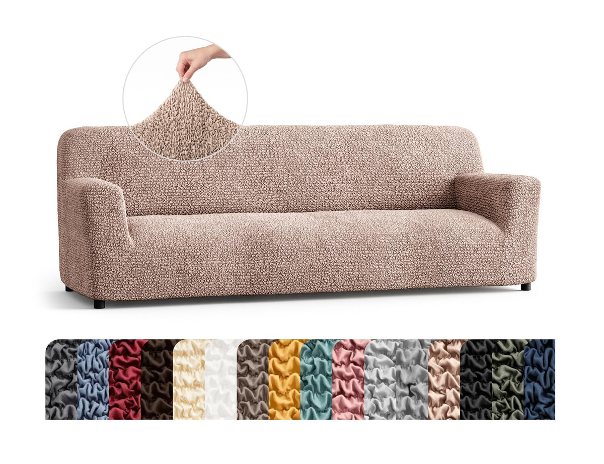 Premium Stretch Couch Covers for Sofa - Sofa Chair Cover Washable, Dogs & Pets Friendly - Elastic Polyester Loveseat Slipcovers - Non-Slip Love Seat Couch Covers - Soft Taupe (86"-120" Wide)