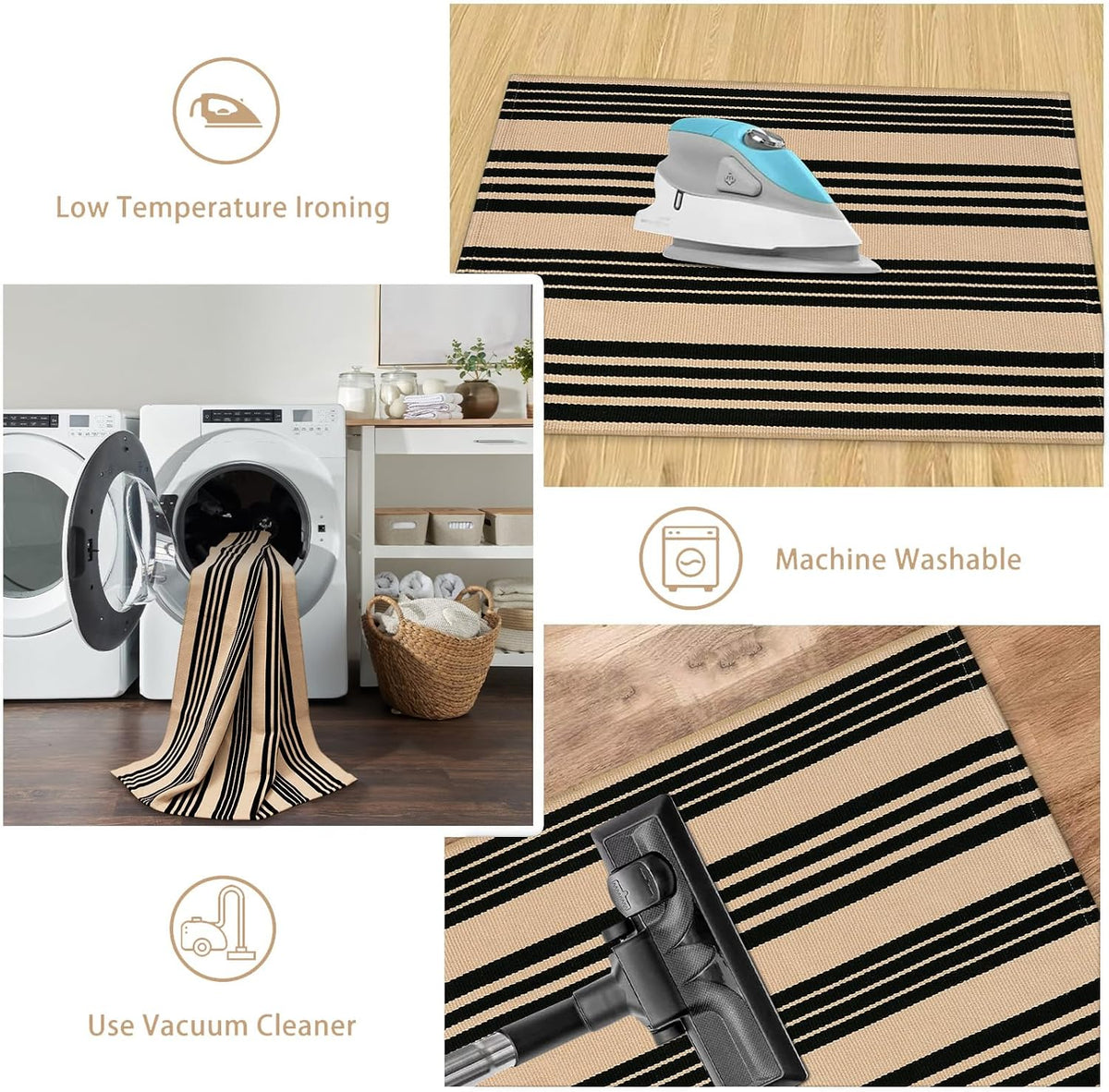 Striped Fall Door Mat 24"x51" Outdoor Rug Cotton Washable Fall Decor