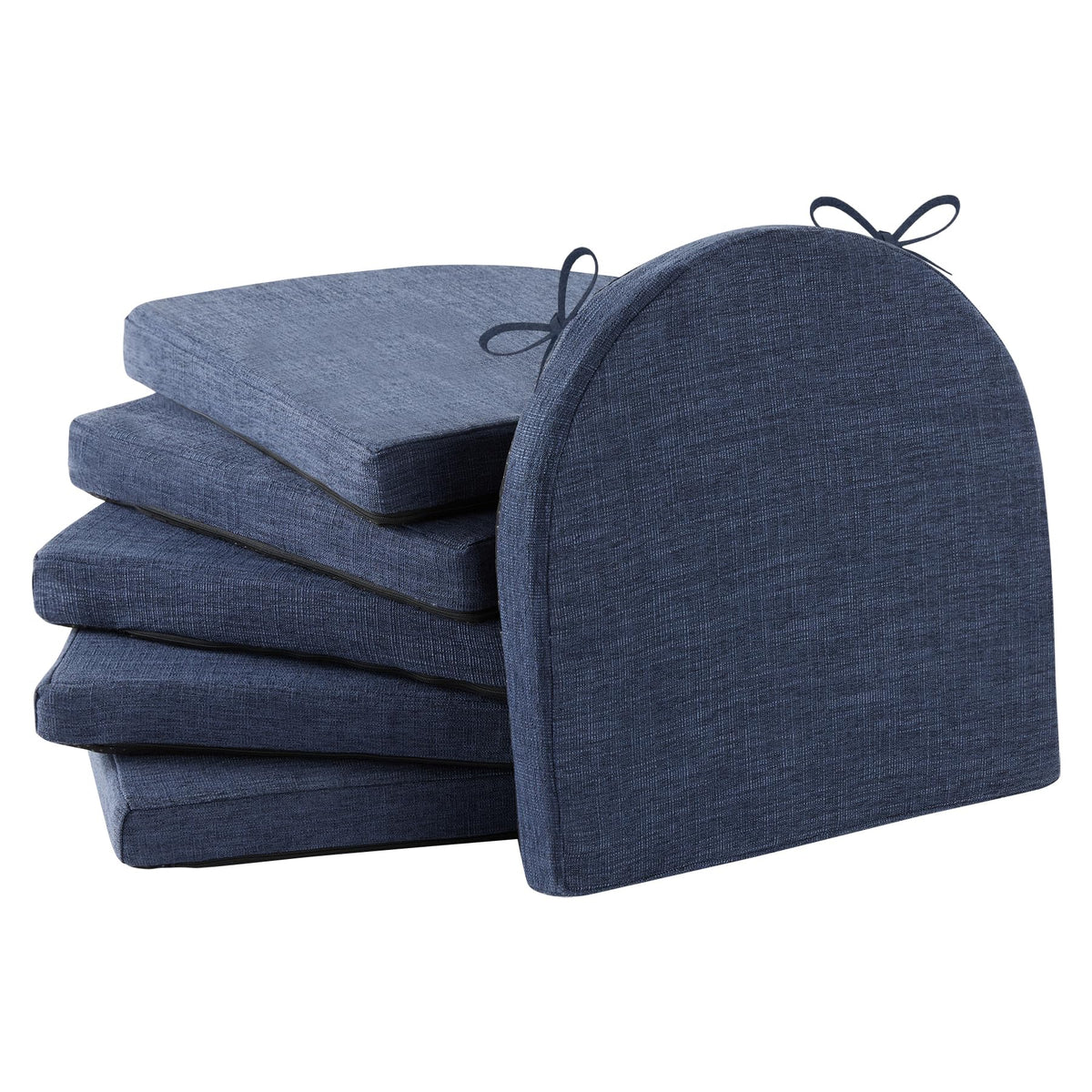 IPYNBAP Chair Cushions for Dining Chairs, Kitchen Chair Cushions, 16'' x 16'' x 2'', Non Slip Indoor Seat Cushions, Chair Pads for Dining Chairs with Ties & Removable Cover, Set of 4, Navy