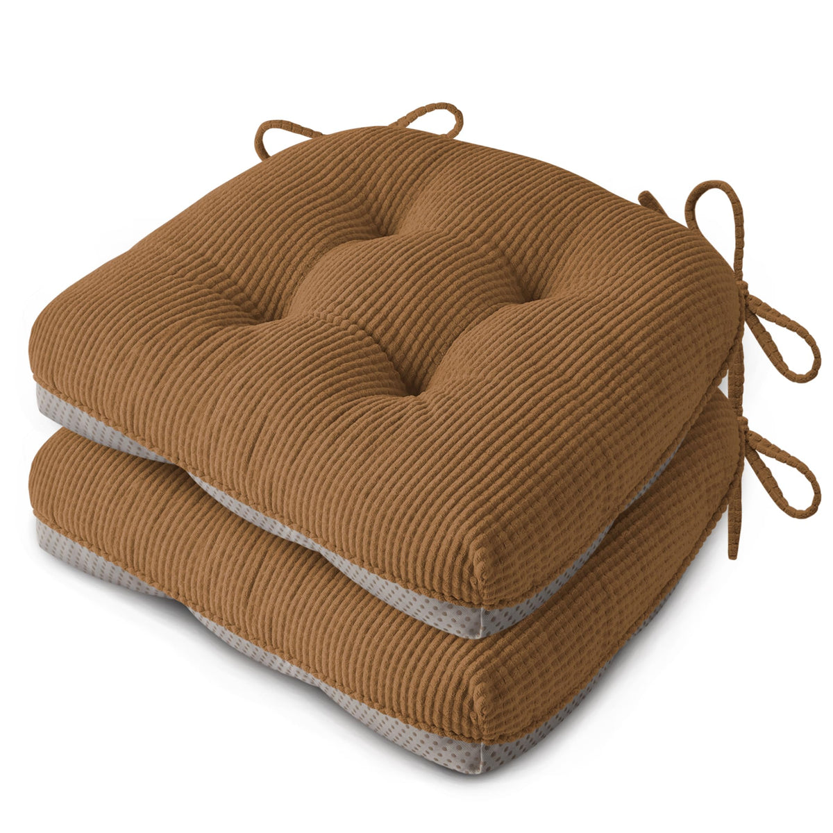 Anti Slip Kitchen Chair Cushions Set of 4 18"X16.5"X3" Beige