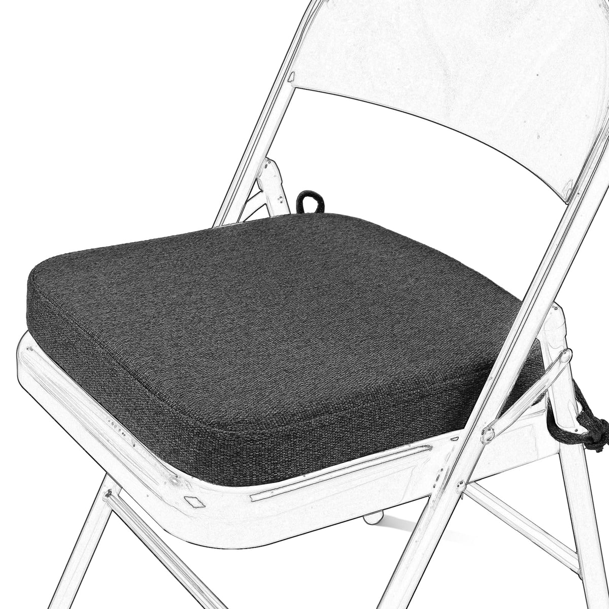 SINOSSO Memory Foam Chair Cushion for Folding Chair 1 Pcs, Thickened 2" Square Kitchen Chair Pad with Ties, Indoor Non-Slip Dining Chair Seat Cushion (1 Piece, Dark Brown)