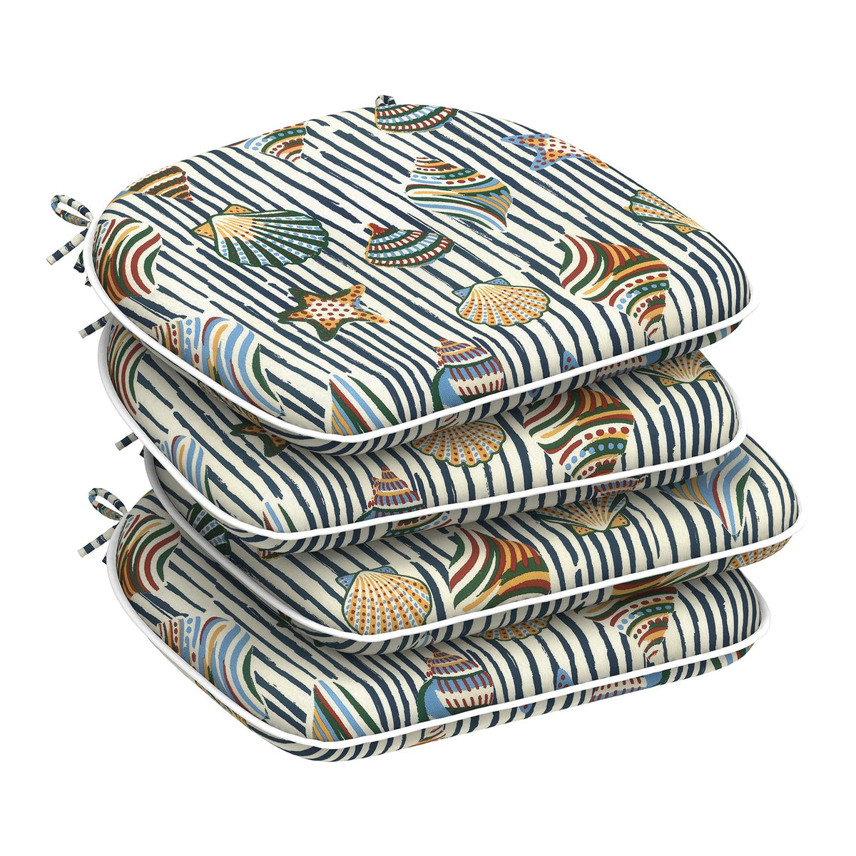DYTXIII Set of 4 Outdoor Chair Cushions with Ties,Water Repellent Patio Chair Pads 17"x 16" for Outdoor Furniture,Round Corner Seat Cushions for Garden Yard Kitchen Paisley Multi