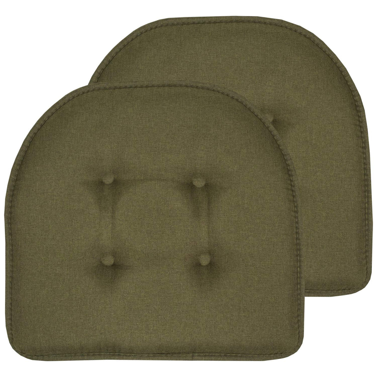 Sweet Home Collection Chair Cushion Memory Foam Pads Tufted Slip Non Skid Rubber Back U-Shaped 17" x 16" Seat Cover, 6 Pack, Checkered Taupe/White