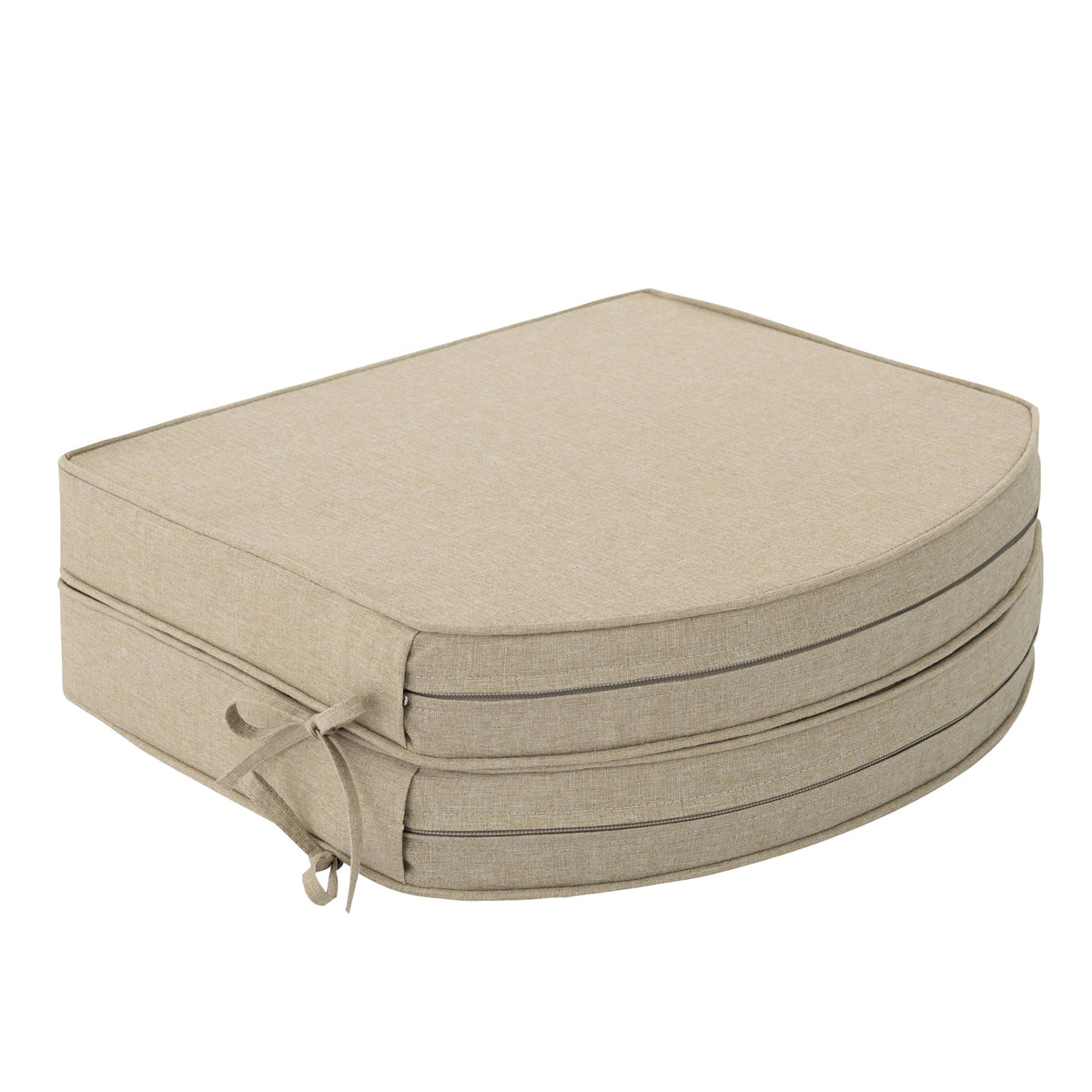 Outdoor Chair Cushions, Fade-Resistant & Water-Resistant, D Shaped Patio Furniture Seat Chair Pads Replacement with Ties, Non-Slip Bottom, Removable Cover, Set of 2, 17 x 16 Inch, Natural