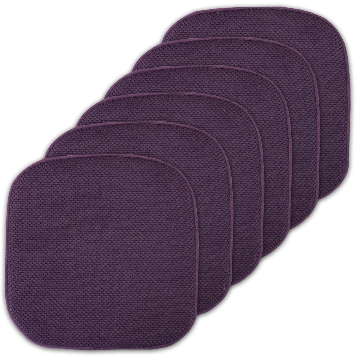 Sweet Home Collection Chair Cushion Memory Foam Pads Honeycomb Pattern Slip Non Skid Rubber Back Rounded Square 16" x 16" Seat Cover, 4 Pack, Alexis Chocolate