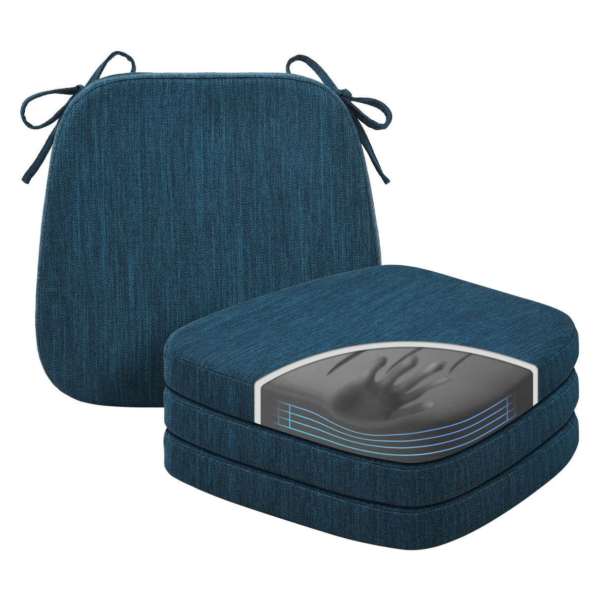 baibu Patented Dual-Layer Memory Foam Chair Cushions, 17 x 16 x 2 in, Black