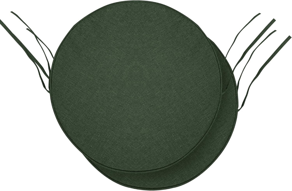 Outdoor Chair Cushions, Fade-Resistant & Water-Resistant, D Shaped Patio Furniture Seat Chair Pads Replacement with Ties, Non-Slip Bottom, Removable Cover, Set of 2, 17 x 16 Inch, Natural