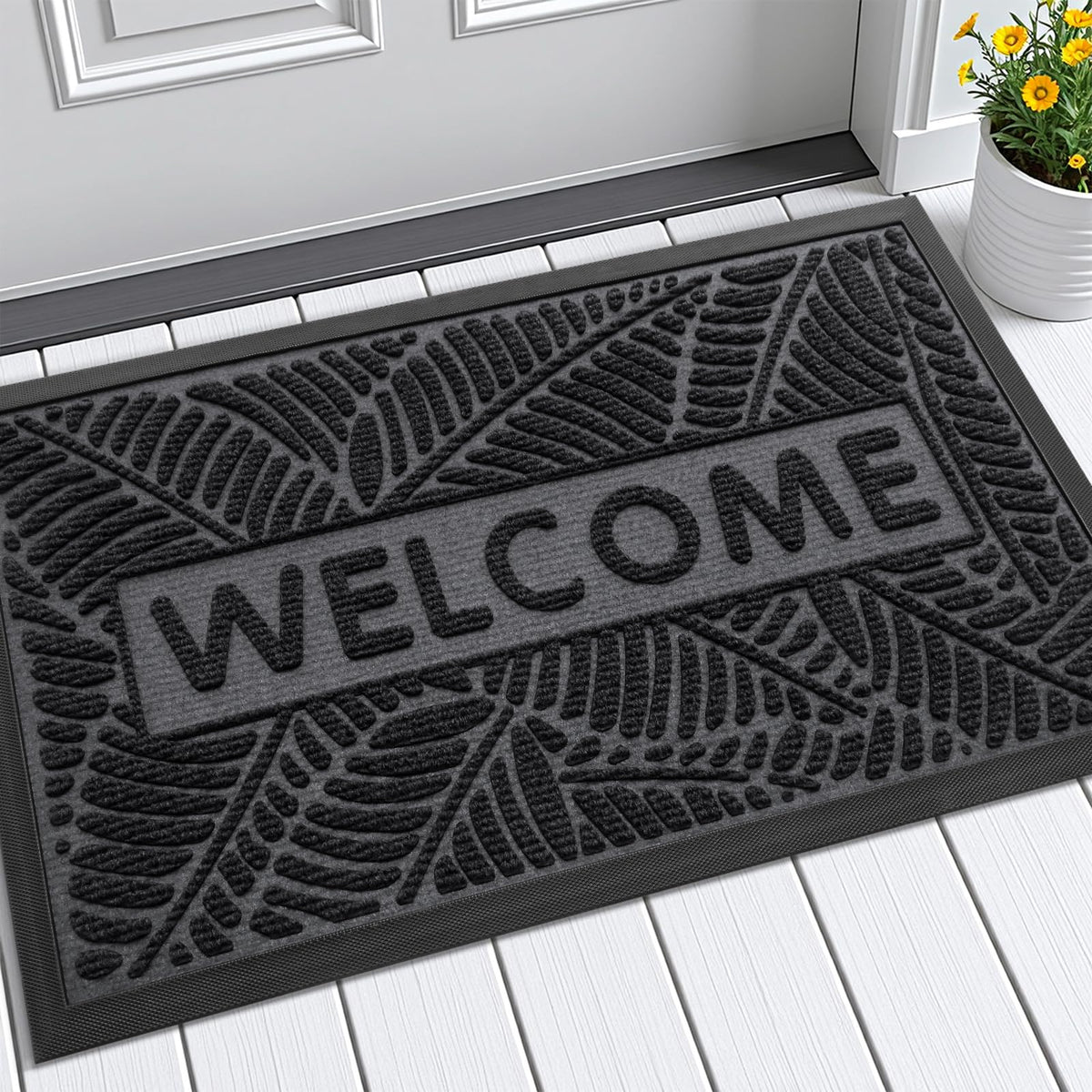 Smiry Welcome Front Door Mat for Outdoor Indoor 29.5x17, All-Season Doormat
