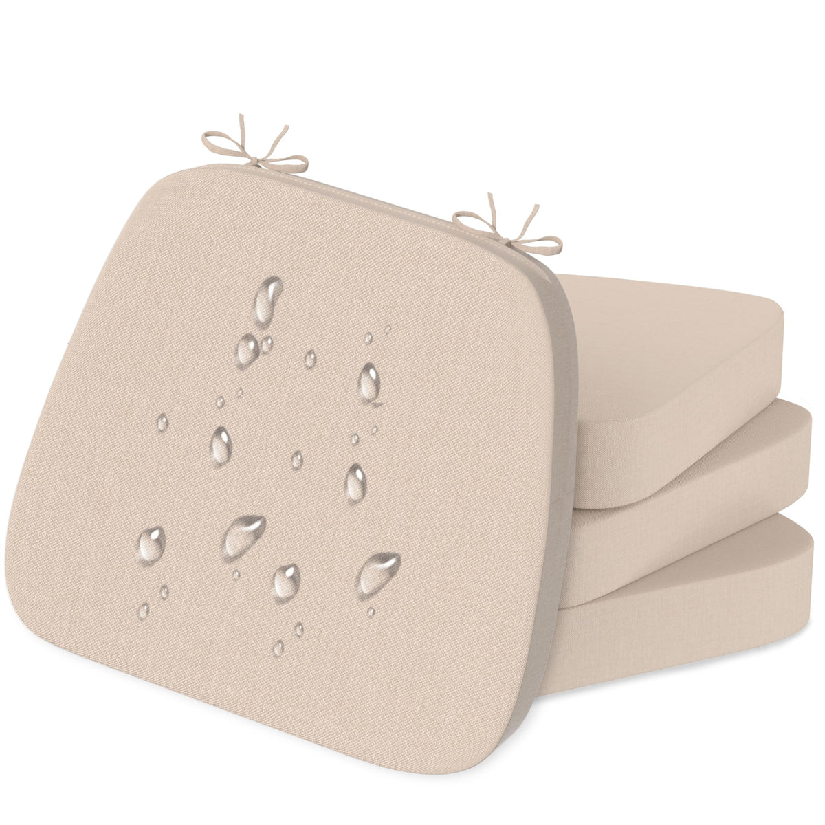 17'' x 16'' x 2.5"Thick Chair Cushions for Dining Chairs, 6 Pack WaterProof Easy Clean Kitchen Chair Pads with Ties and Non-Slip Backing - 30D High Elastic Foam Soft Kitchen Chair Cushions