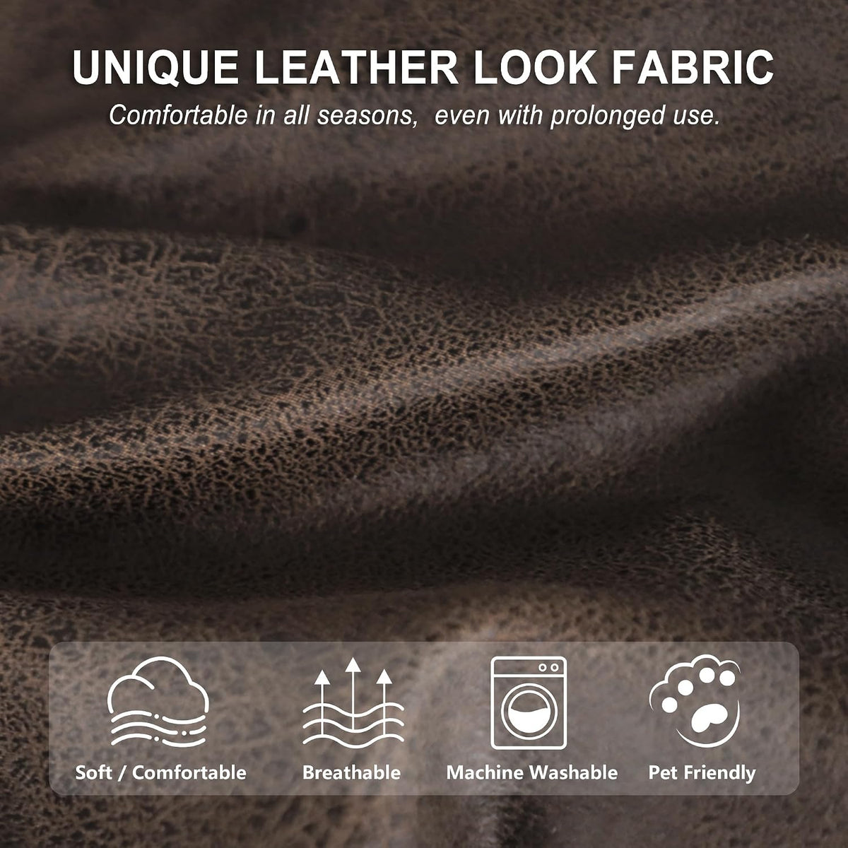 ANARACHON Leather Look Recliner Couch Cover, 8-Pieces Stretch Recliner Sofa Covers, Soft Reclining Slipcover, Washable Furniture Protector for Pets (3 Seater, Brown)