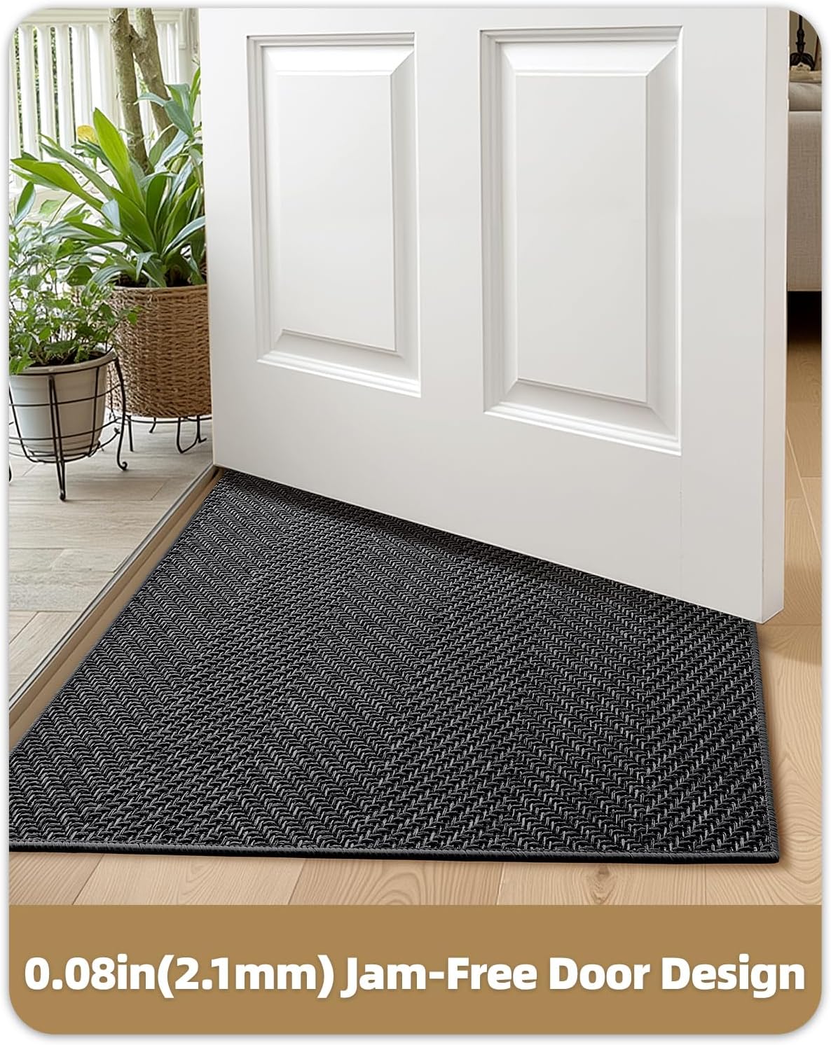 Color&Geometry Ultra Thin Indoor Door Mat 24"x36"Entrance Mat,Charcoal Grey